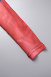 Robes à manches longues à col rond et à imprimé décontracté bleu rouge