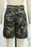 Camouflage-Straßendruck, normale Hose mit hoher Taille, geradem Volldruck (ohne Gürtel)