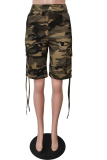 Vert Casual Camouflage Print Draw String Straight Straight Full Print Bottoms