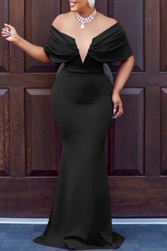 Черное сексуальное вечернее платье с открытой спиной и V-образным вырезом