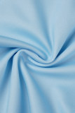 Hellblaue, lässig bedruckte Basic-Hose mit normaler, hoher Taille und Bleistiftpositionierungsdruck