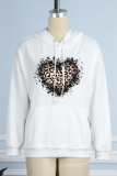 Vit Casual Daily Print Leopard Draw String Hooded Collar Tops
