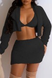 Pink Sexy Casual Solid Patchwork Turndown Collar Long Sleeve Three Piece Set