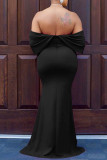 Robes de soirée noires sexy formelles à col en V et dos nu