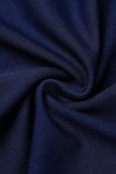 Bleu profond Casual Solid Patchwork O Neck A Line Robes