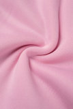 ピンク カジュアル ソリッド ベーシック レギュラー ハイウエスト コンベンショナル ソリッドカラー パンツ