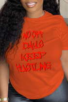 Orange Street Daily Print Patchwork T-shirts met letter O-hals