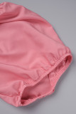 Vestidos assimétricos de gola assimétrica com contraste rosa casual diário simplicidade