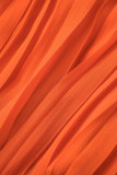 Оранжевый На каждый день Отпуск Простота Однотонный Однотонный Плиссированный Холтер Без Рукавов Из двух частей