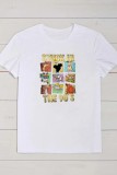 Svart Casual Print Basic O-hals T-shirts