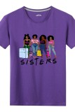 T-shirts violets basiques à col rond et imprimés décontractés