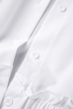 Witte Casual Solid Patchwork Kraag Overhemd Jurk Jurken