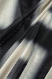 Robe longue noire à col en V et imprimé sexy
