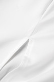 Blanco Sexy Sólido Ahuecado Patchwork Cuello cuadrado Manga larga Dos piezas