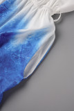 Macacão reto azul sexy casual com mudança gradual tie-dye