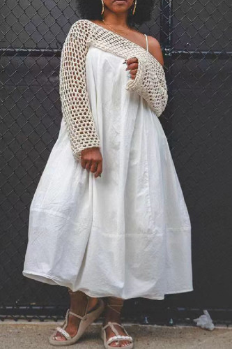 White Sexy Casual Solid Hollowed Out O Neck Long Sleeve Two Pieces