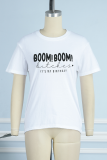 Hellgrauer Street-Tagesdruckbrief BOOM! BOOM! T-Shirt mit O-Kragen