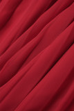 Robe rouge décontractée plissée demi-col roulé A ligne