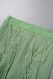 Verde chiaro casual solido nappa patchwork maglia al largo della spalla senza maniche due pezzi