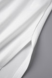 Blanco Casual Carta Estampado de camuflaje Abertura O Cuello Manga corta Dos piezas