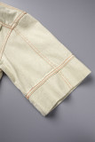 Lätt aprikos Sexig Casual Solid Patchwork Cardigan Turndown-krage Ytterkläder
