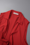 Khakifarbene, legere, einfarbige, ausgehöhlte, plissierte Frenulum-Jumpsuits mit V-Ausschnitt