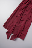 Viola chiaro casuale solido nappa patchwork maglia fuori dalla spalla senza maniche due pezzi