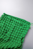 Grüne Sexy Solide Patchwork Rückenfreie Kreuzträger Trägerlose One-Step-Rock-Kleider
