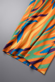 Combinaisons régulières multicolores à imprimé patchwork à col en V (sans ceinture)