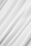 Witte casual effen Frenulum geplooide O-hals lange jurkjurken