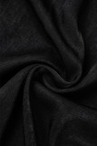 Черная повседневная сплошная однотонная юбка в стиле пэчворк с высокой талией
