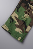 Camouflage Casual Camouflage Print Zerrissene Patchwork Skinny High Waist Konventionelle Volldruckhose