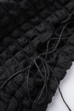 ブラック セクシー ソリッド パッチワーク バックレス クロス ストラップ ストラップレス ワン ステップ スカート ドレス