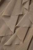 Viola chiaro casuale solido nappa patchwork maglia fuori dalla spalla senza maniche due pezzi