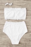 White Sexy Solid Backless Swimwear (With Paddings)