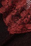 Svarta sexiga patchwork Genomskinliga rygglösa kjolklänningar med spaghettiband