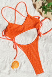 Oranje sexy effen bandage badkleding zonder rug (zonder vulling)