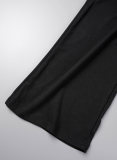 Zwarte mode casual effen patchwork asymmetrische kraag rechte jumpsuits