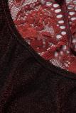 Svarta sexiga patchwork Genomskinliga rygglösa kjolklänningar med spaghettiband