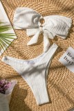 Trajes de baño sin espalda de vendaje sólido sexy blanco (con rellenos)