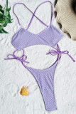 Пурпурные сексуальные однотонные купальники с открытой спиной (без прокладок)