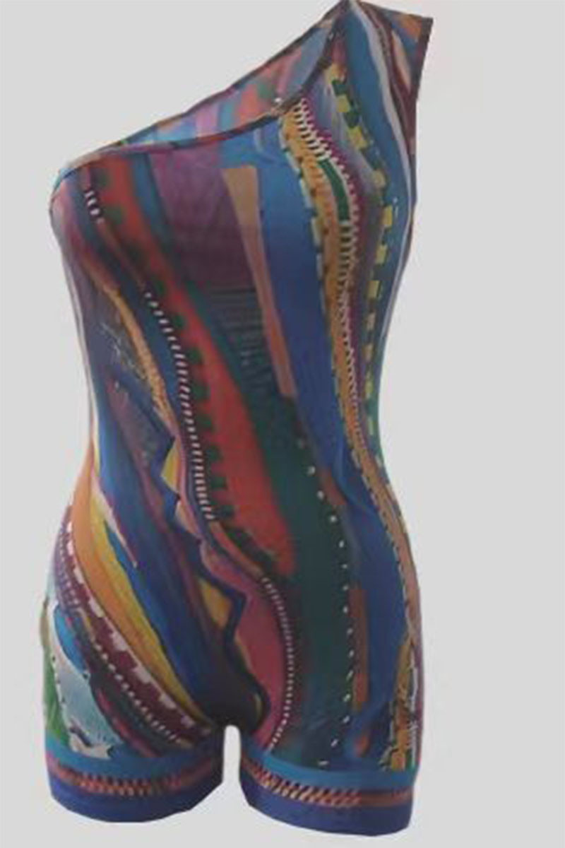 Casual Solid Patchwork Backless Oblique Collar Skinny Rompers main image 0