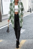 Green Casual Plaid Cardigan Outerwear