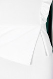 Witte casual werk elegante effen patchwork vezelige zelfkant O-hals eenstaps rokjurken