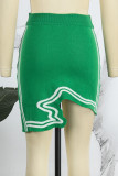 Grüne, lässige, einfarbige, asymmetrische, schmale, konventionelle Patchwork-Röcke mit hoher Taille
