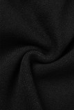 Faldas informales sólidas asimétricas flacas cintura alta patchwork convencional negro
