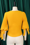 Tangerine Casual Solid Patchwork O Neck Top