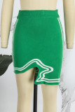 Зеленые повседневные однотонные асимметричные узкие юбки с высокой талией и обычными лоскутными юбками