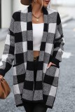 Green Casual Plaid Cardigan Outerwear