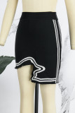 Vinröd Casual Solid Asymmetrisk Skinny High Waist Konventionella Patchwork-kjolar